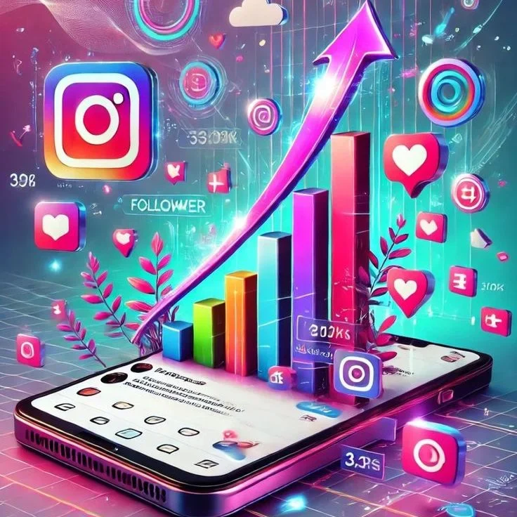 digital marketing expert in thrissur illustrating social media growth with Instagram analytics and rising graph